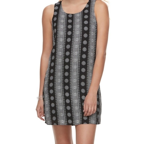 black and white shift dress